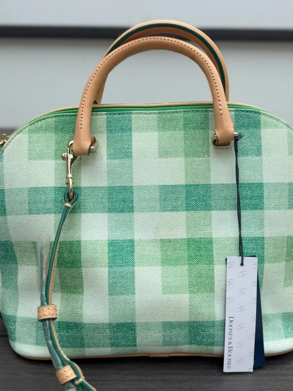 Dooney & Bourke NWT Plaid Quadretto Check Zip Zip Satchel